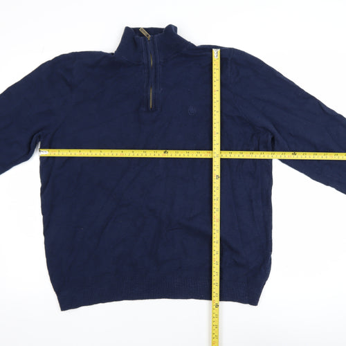 Fat Face Men’s Blue 1/2 Zip Cotton Wool Jumper XL Regular Knit