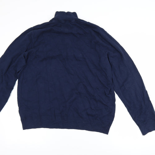 Fat Face Men’s Blue 1/2 Zip Cotton Wool Jumper XL Regular Knit