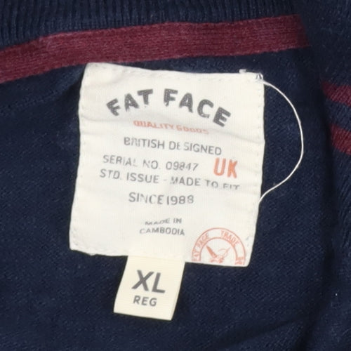 Fat Face Men’s Blue 1/2 Zip Cotton Wool Jumper XL Regular Knit