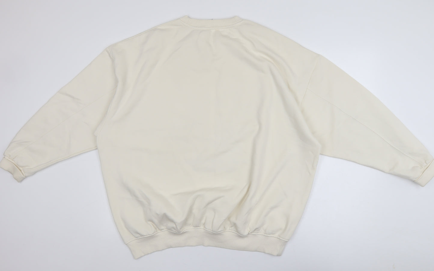 Next Women Beige Graphic Wine Print Pullover Sweatshirt L
