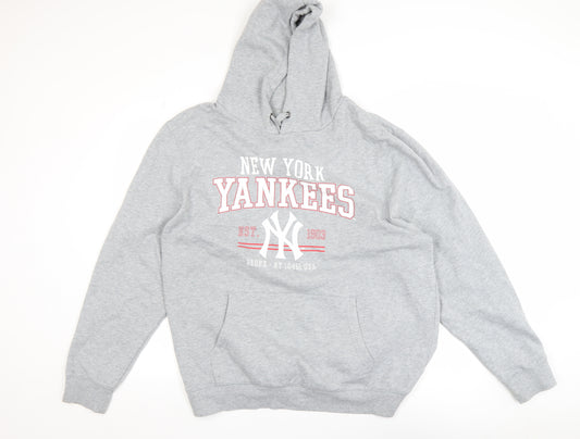 Majestic Athletic Men's Grey 2XL Pullover Hoodie New York Yankees