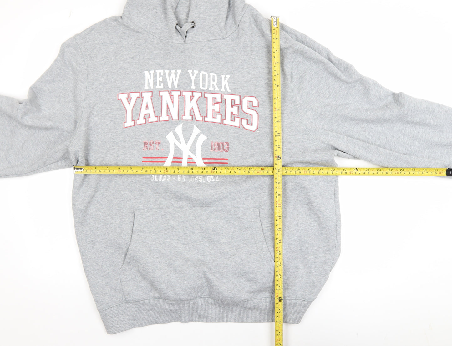 Majestic Athletic Men's Grey 2XL Pullover Hoodie New York Yankees