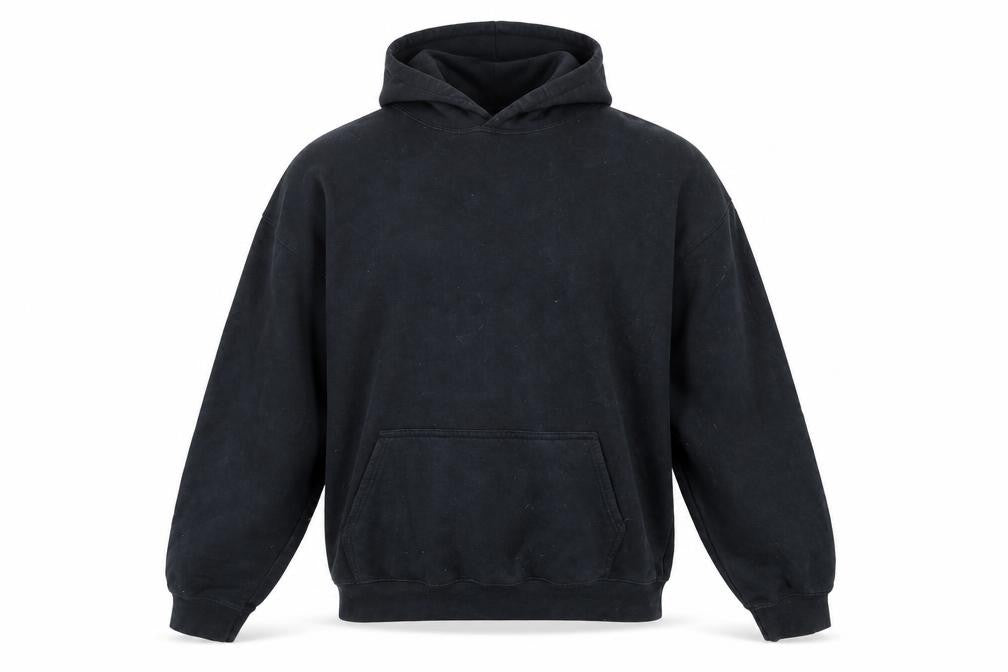 Front view of boohooMAN Men's Black Pullover Hoodie Medium Graphic Limited Edition