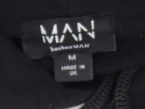 BoohooMAN Men's Black Pullover Hoodie Medium Graphic Limited Edition