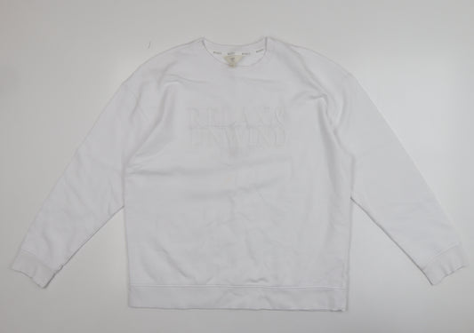 Marks and Spencer Women White Relax & Unwind Pullover Sweatshirt L