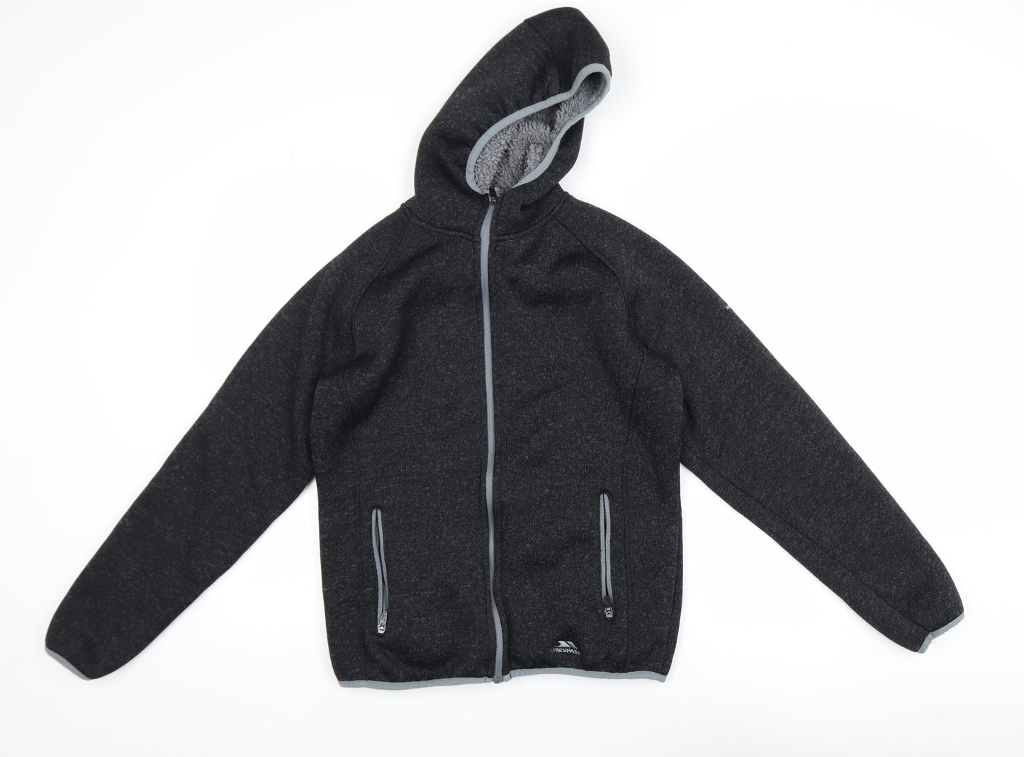 Trespass Men Black M Hooded Fleece Lined Full Zip Outdoor Jacket