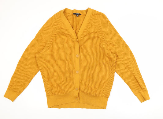 Uniqlo Women Mustard Yellow Cotton Cashmere Cardigan XL