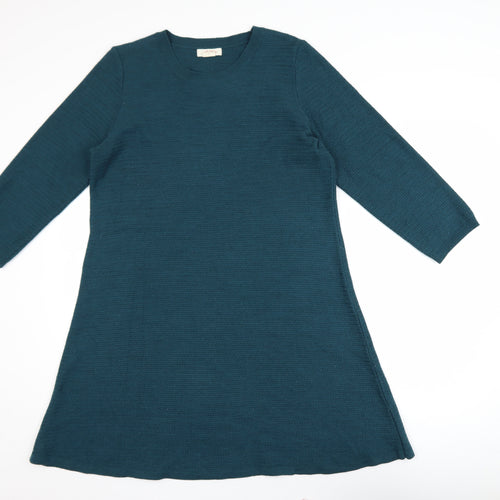 FatFace Women’s Green Knit A-Line Dress Size 16 3/4 Sleeve