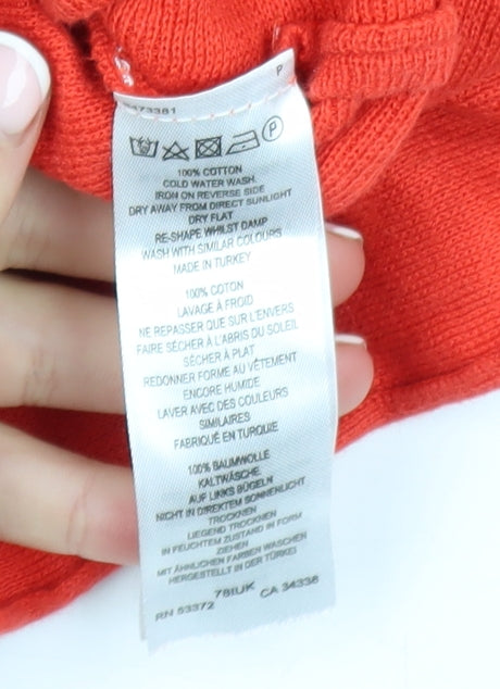 French Connection Women Red Roll Neck Knit Cotton T-Shirt Size S