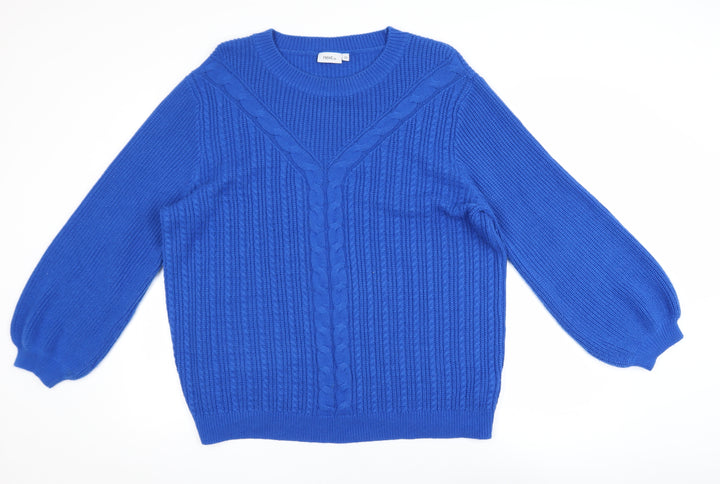Next Women Blue Acrylic Cable Knit Crew Neck Jumper Size 20
