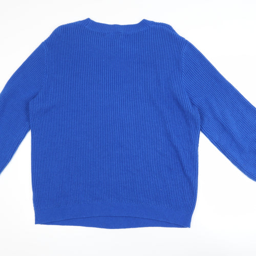 Next Women Blue Acrylic Cable Knit Crew Neck Jumper Size 20