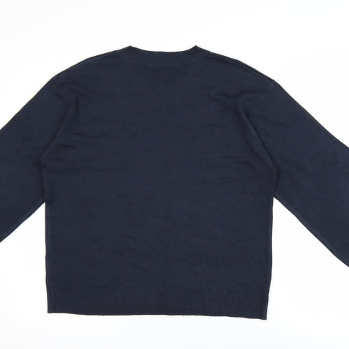Next Women Blue Beaded Acrylic Crew Neck Pullover Jumper M