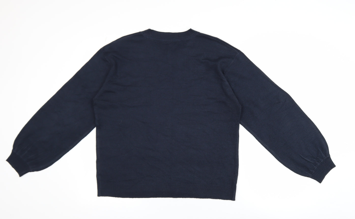 Next Women Blue Beaded Acrylic Crew Neck Pullover Jumper M