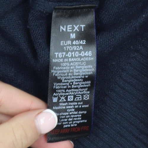 Next Women Blue Beaded Acrylic Crew Neck Pullover Jumper M