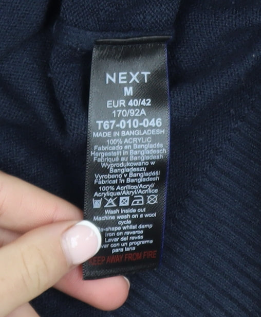 Next Women Blue Beaded Acrylic Crew Neck Pullover Jumper M