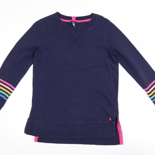 Joules Womens Blue Rainbow Stripe Cotton Crew Neck Jumper UK 8