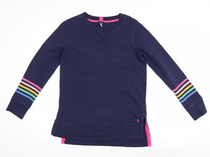 Joules Womens Blue Rainbow Stripe Cotton Crew Neck Jumper UK 8