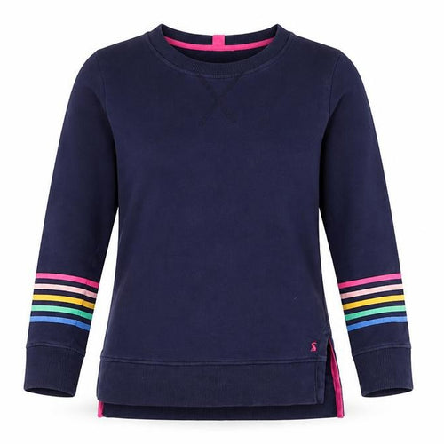 Joules Womens Blue Rainbow Stripe Cotton Crew Neck Jumper UK 8