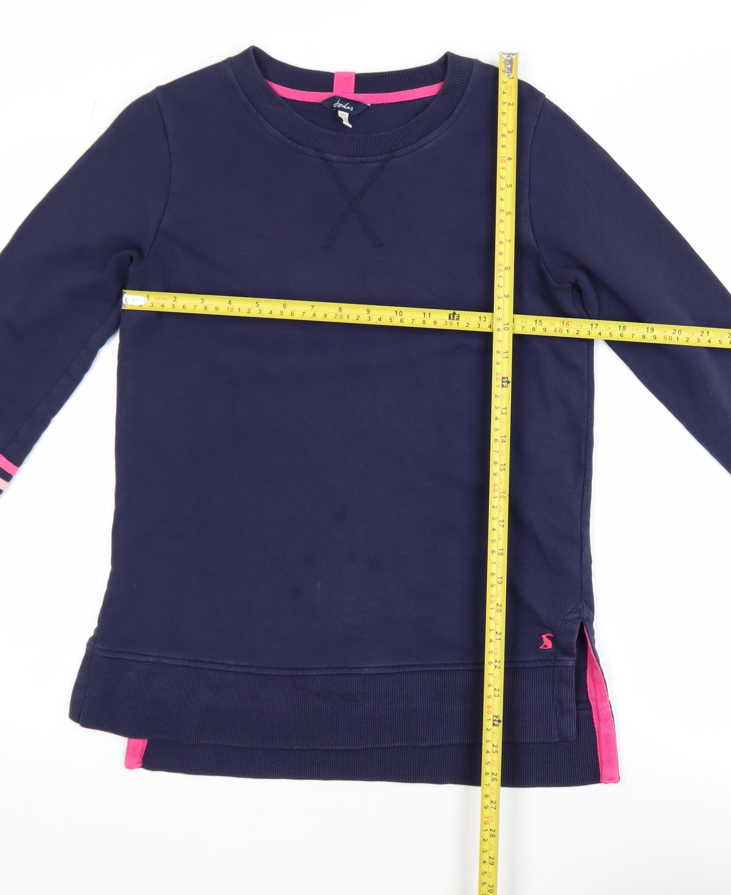 Joules Womens Blue Rainbow Stripe Cotton Crew Neck Jumper UK 8