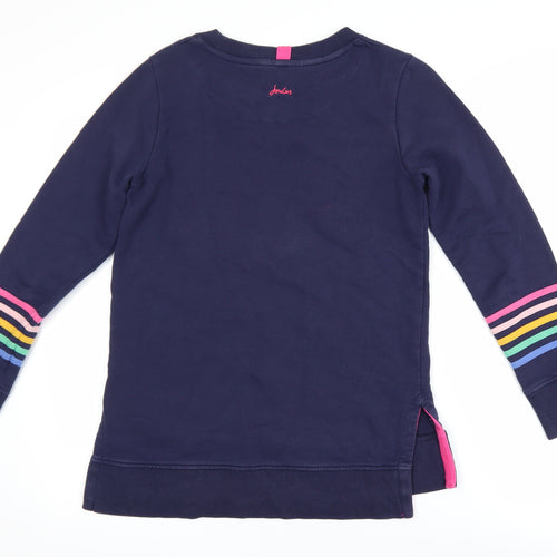 Joules Womens Blue Rainbow Stripe Cotton Crew Neck Jumper UK 8