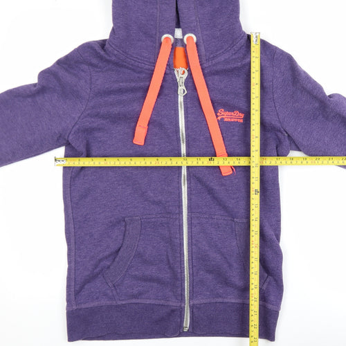 Superdry Women Purple Hooded Full Zip Fleece Jacket Size M