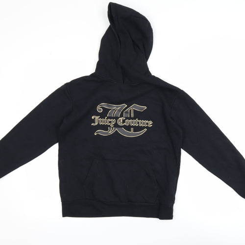 Juicy Couture Girls Black Pullover Hoodie 10-11Y Logo Fleece Sweatshirt