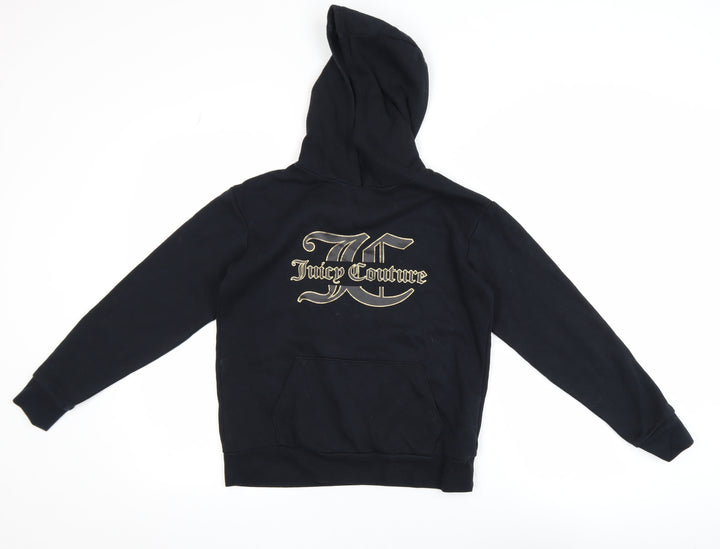 Juicy Couture Girls Black Pullover Hoodie 10-11Y Logo Fleece Sweatshirt