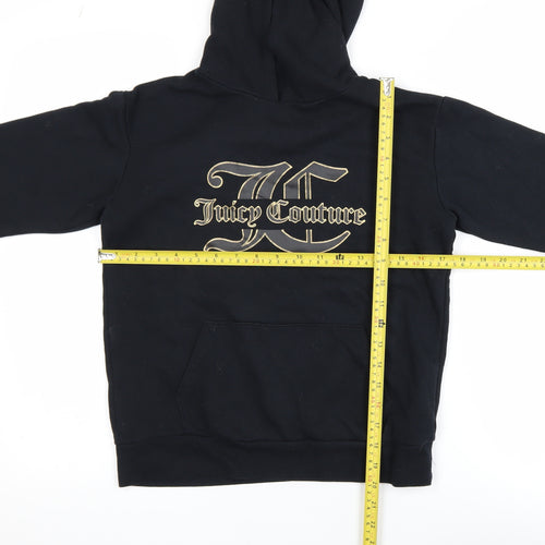 Juicy Couture Girls Black Pullover Hoodie 10-11Y Logo Fleece Sweatshirt