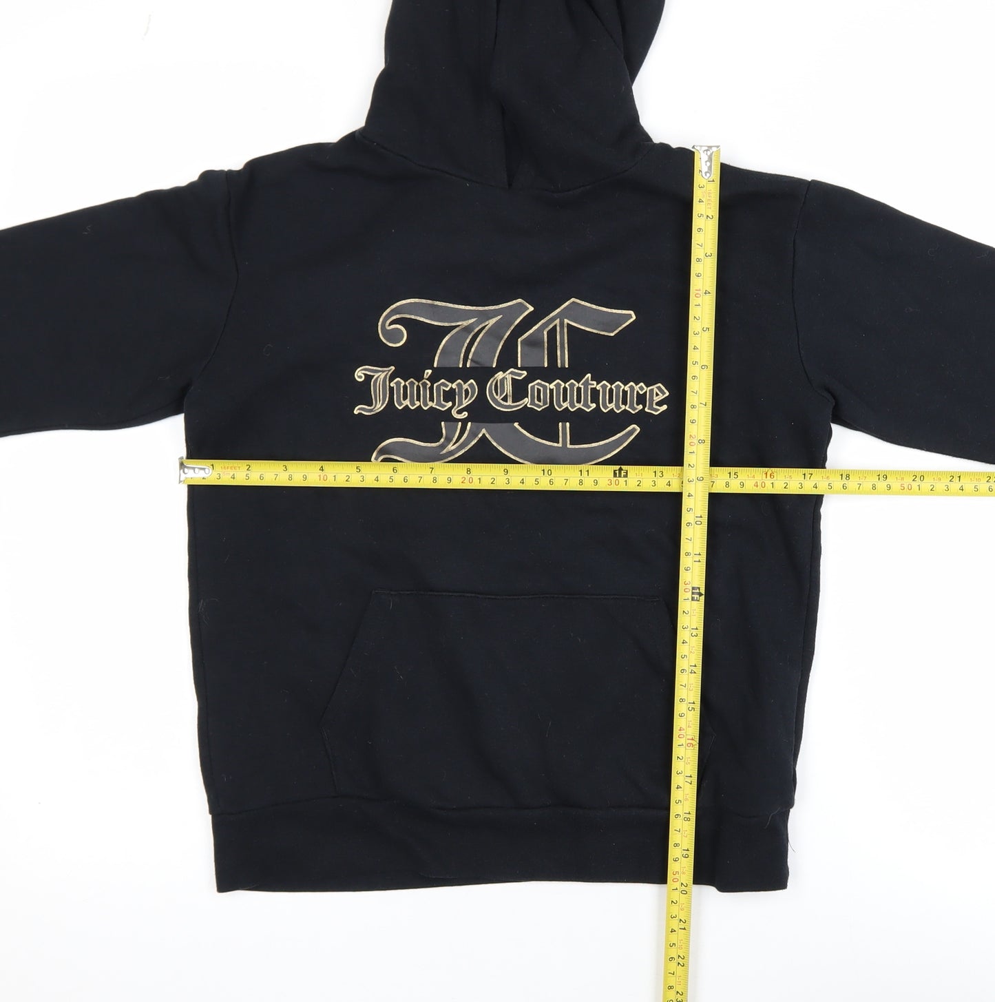 Juicy Couture Girls Black Pullover Hoodie 10-11Y Logo Fleece Sweatshirt