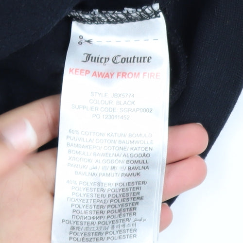 Juicy Couture Girls Black Pullover Hoodie 10-11Y Logo Fleece Sweatshirt