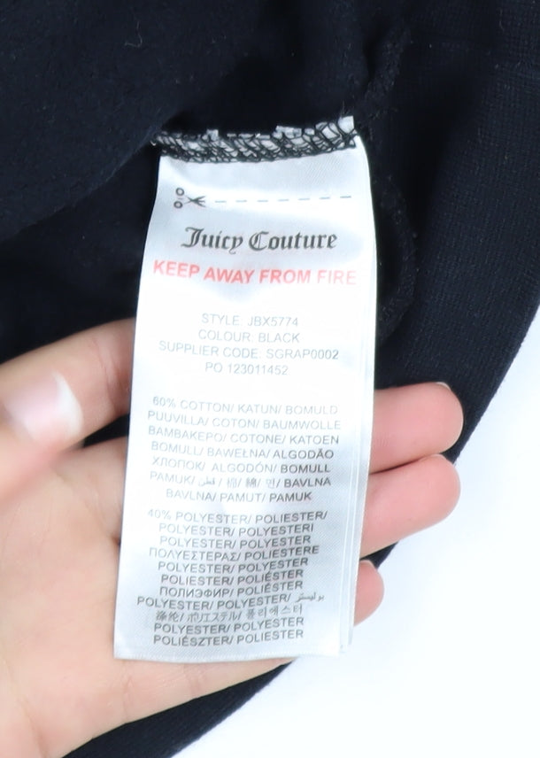 Juicy Couture Girls Black Pullover Hoodie 10-11Y Logo Fleece Sweatshirt
