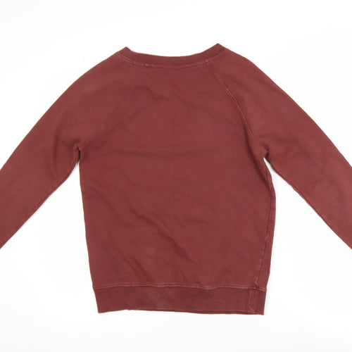 Next Womens Brown Cotton Pullover Sweatshirt UK 6 Graphic Print Casual