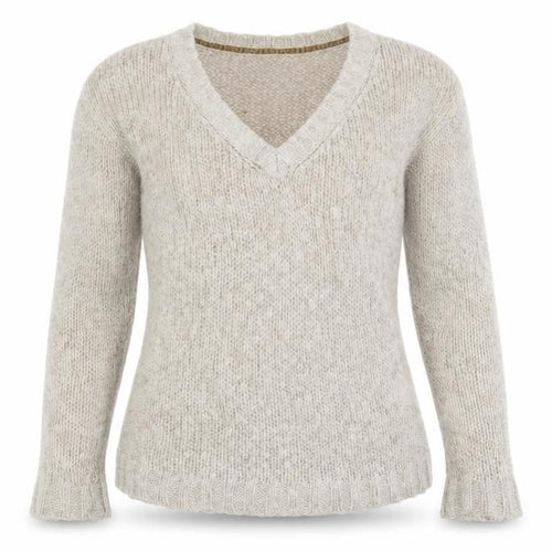 Hartford Women Beige Mohair Wool V-Neck Long Sleeve Pullover Jumper Size 10