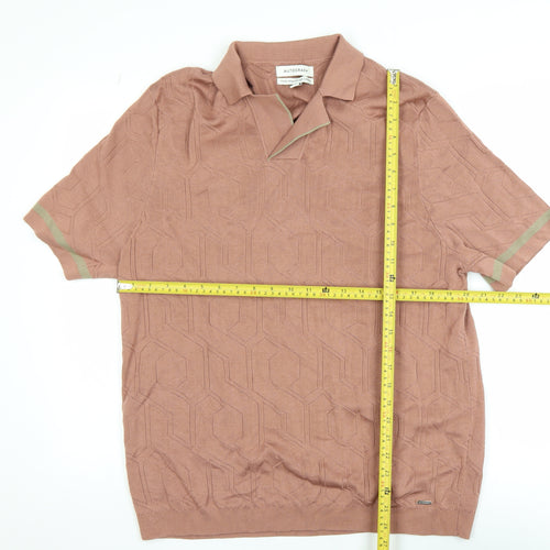 Marks and Spencer Autograph Men's Brown 2XL Cotton Geometric Polo