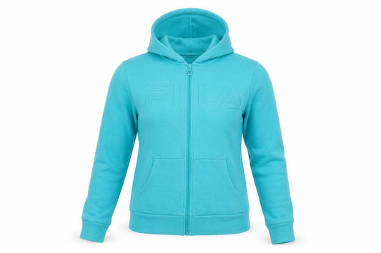 Front view of Fila Women’s Blue Full Zip Hooded Fleece Jacket, size S