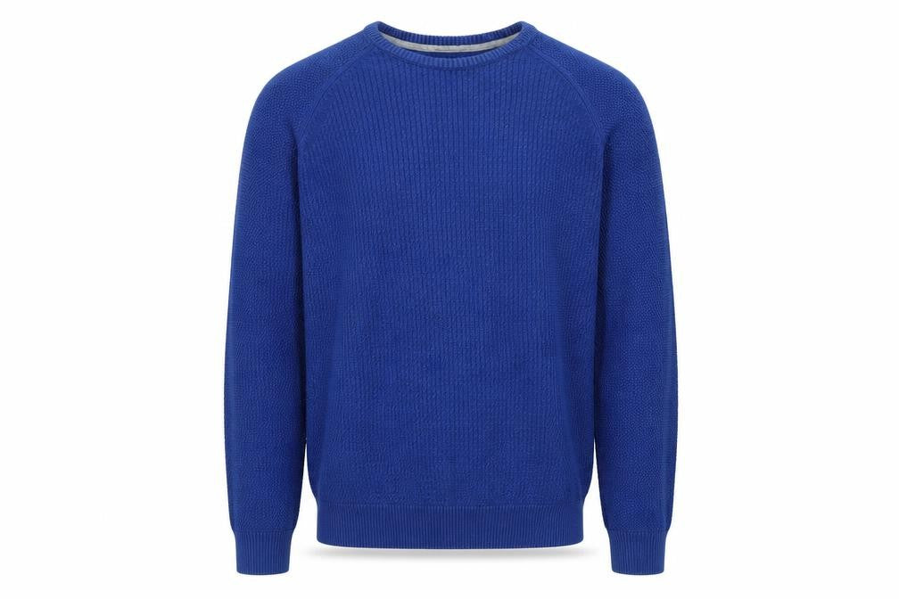 Marks and Spencer Mens Blue Cotton Waffle Knit Jumper XL Regular Fit