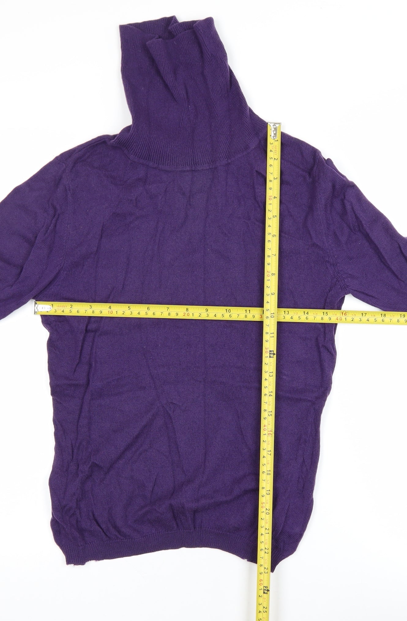WoolOvers Womens Purple Merino Wool Cashmere Roll Neck Jumper Size S
