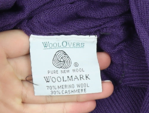 WoolOvers Womens Purple Merino Wool Cashmere Roll Neck Jumper Size S