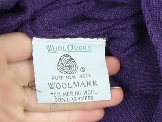 WoolOvers Womens Purple Merino Wool Cashmere Roll Neck Jumper Size S