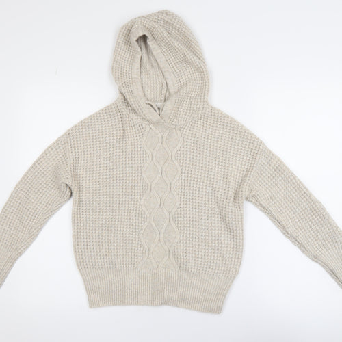 Next Women’s Beige Hooded Cable-Knit Jumper XS