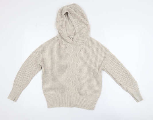 Next Women’s Beige Hooded Cable-Knit Jumper XS