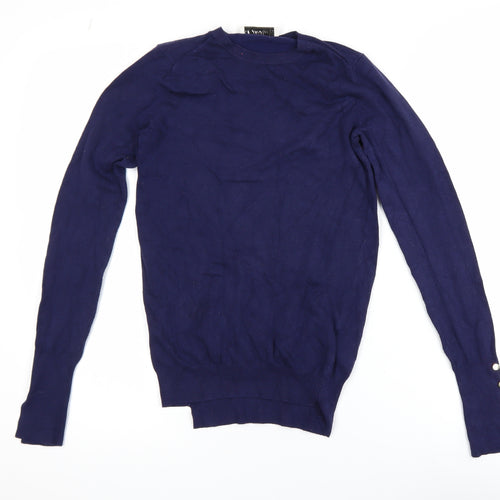 ZARA Women Blue Knit Pullover Jumper Size 8 Crew Neck