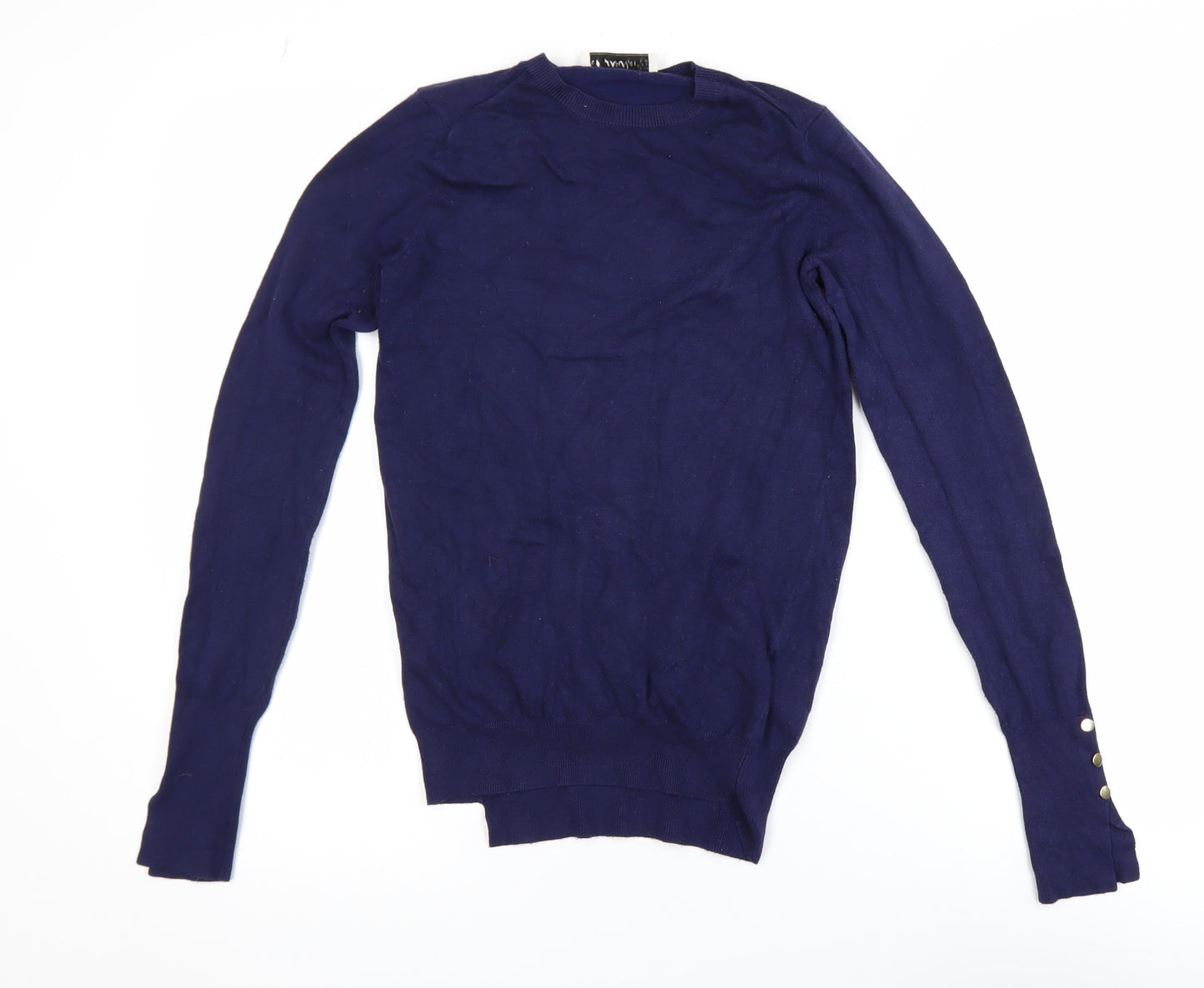 ZARA Women Blue Knit Pullover Jumper Size 8 Crew Neck