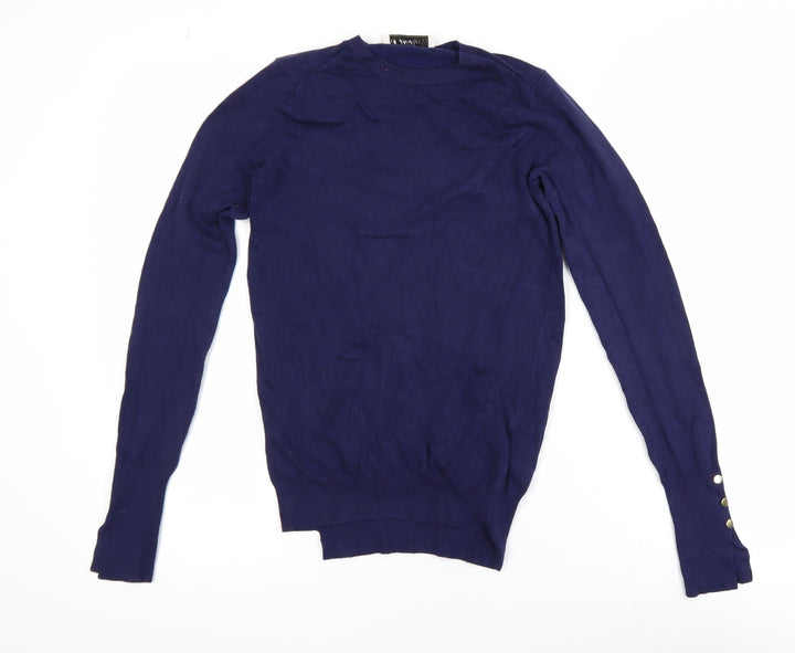 ZARA Women Blue Knit Pullover Jumper Size 8 Crew Neck