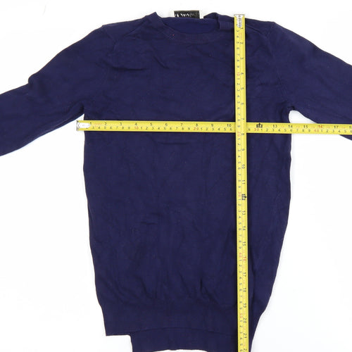 ZARA Women Blue Knit Pullover Jumper Size 8 Crew Neck