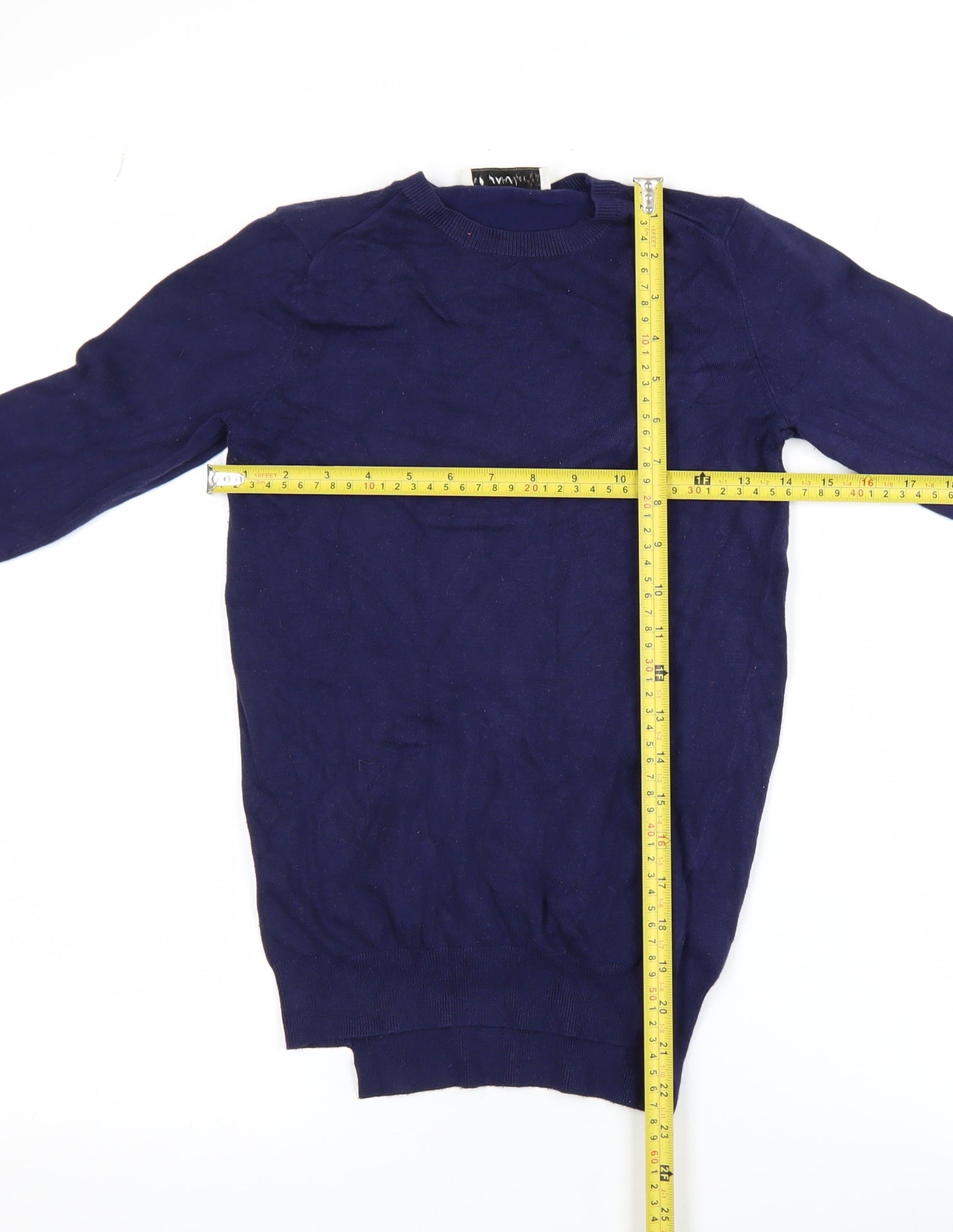 ZARA Women Blue Knit Pullover Jumper Size 8 Crew Neck