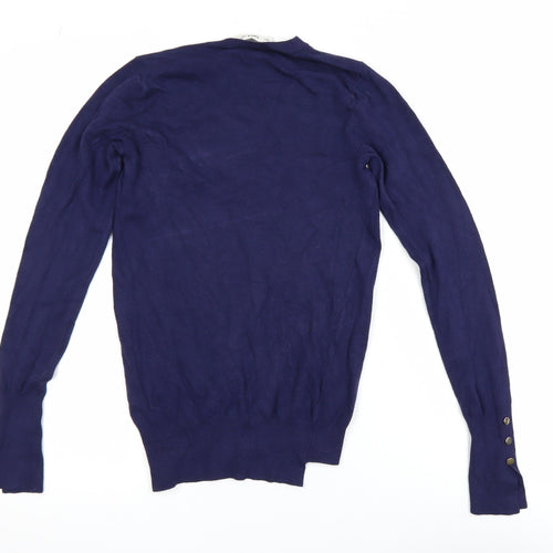 ZARA Women Blue Knit Pullover Jumper Size 8 Crew Neck