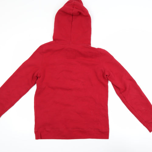 Hollister Women Red Hoodie S Pullover Cotton Blend Logo Design