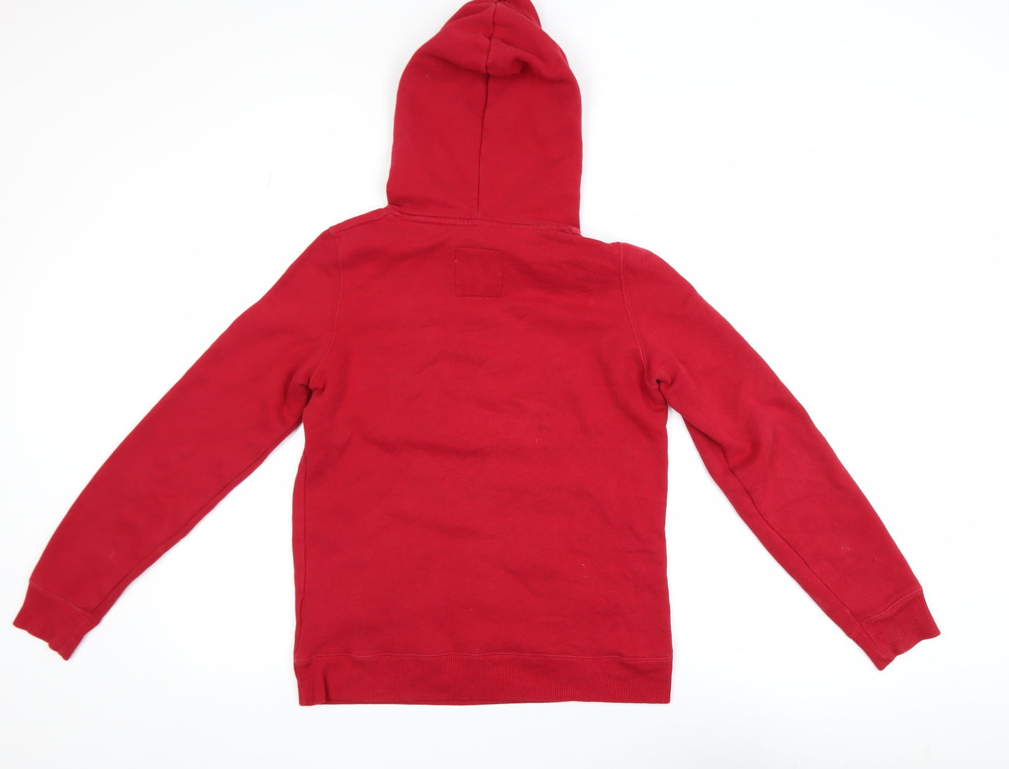 Hollister Women Red Hoodie S Pullover Cotton Blend Logo Design