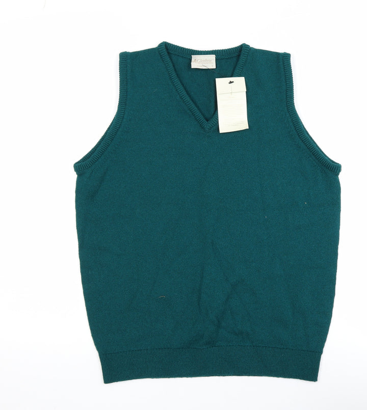 Glenbrae Men's Green Lambswool V-Neck Sleeveless Vest Jumper S